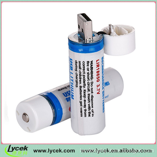 2 pcs USB Rechargeable Batteries 18650 3.7V usb battery